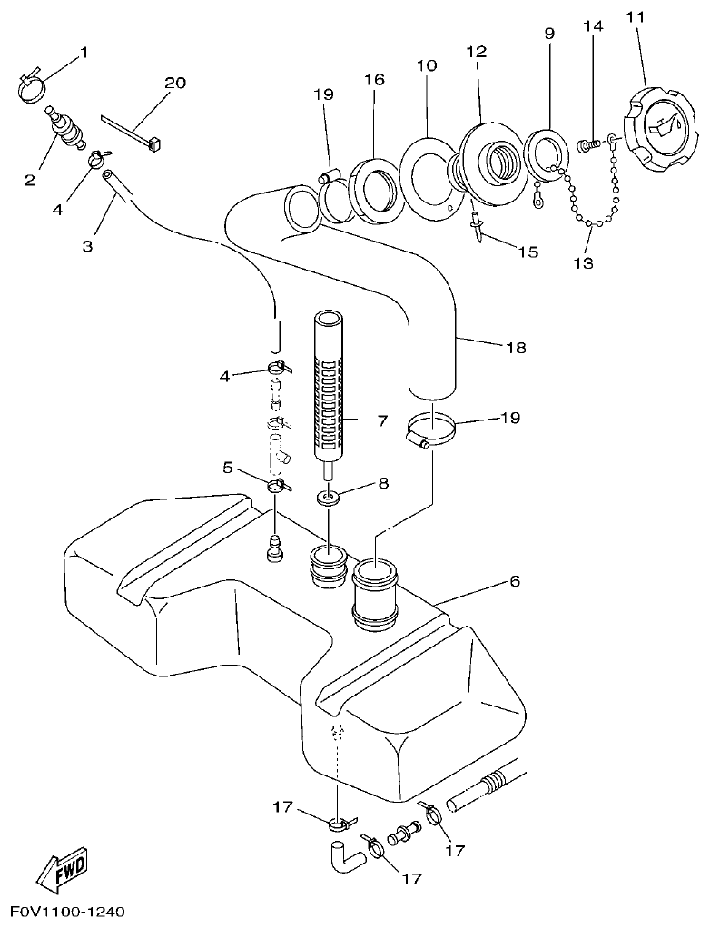 Yamaha A1 OIL TANK parts diagram